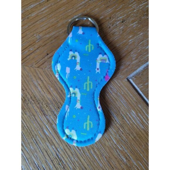 NEW Llamo Cactus Neoprene Chapstick Holder Key Chain and chapstick - Picture 2 of 3